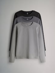 The Set 3 Pack Active Long Sleeve Smoothing T-Shirt Black/Charcoal/Grey - Image 1 of 6