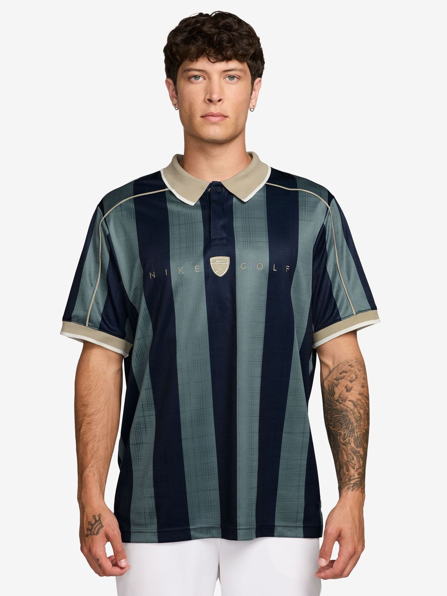 striped nike golf polo