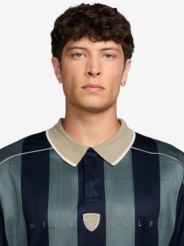 Nike Black/Grey Fairway Fresh Stripe Golf Loose Fit Polo Shirt - Image 3 of 3 Nike Black/Grey Fairway Fresh Stripe Golf Loose Fit Polo Shirt - Image 3 of 3