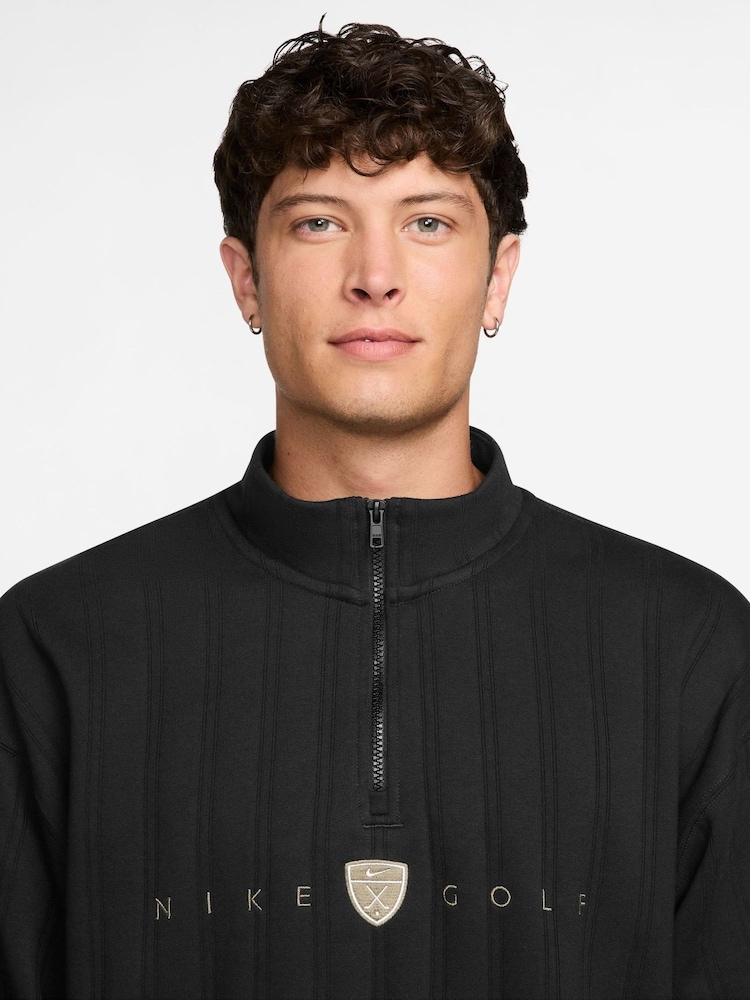 Nike Black Therma-FIT 1/2 Zip Top Oversized Golf Sweat Top - Image 3 of 3 Nike Black Therma-FIT 1/2 Zip Top Oversized Golf Sweat Top - Image 3 of 3