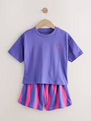 Pink/Green Bright Wavy Print Short Pyjamas 3 Pack (3-16yrs) - Image 9 of 11