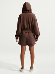 Nike Chocolate Brown Bubble Hem Logo Graphic Full Zip Hoodie - Image 4 of 5