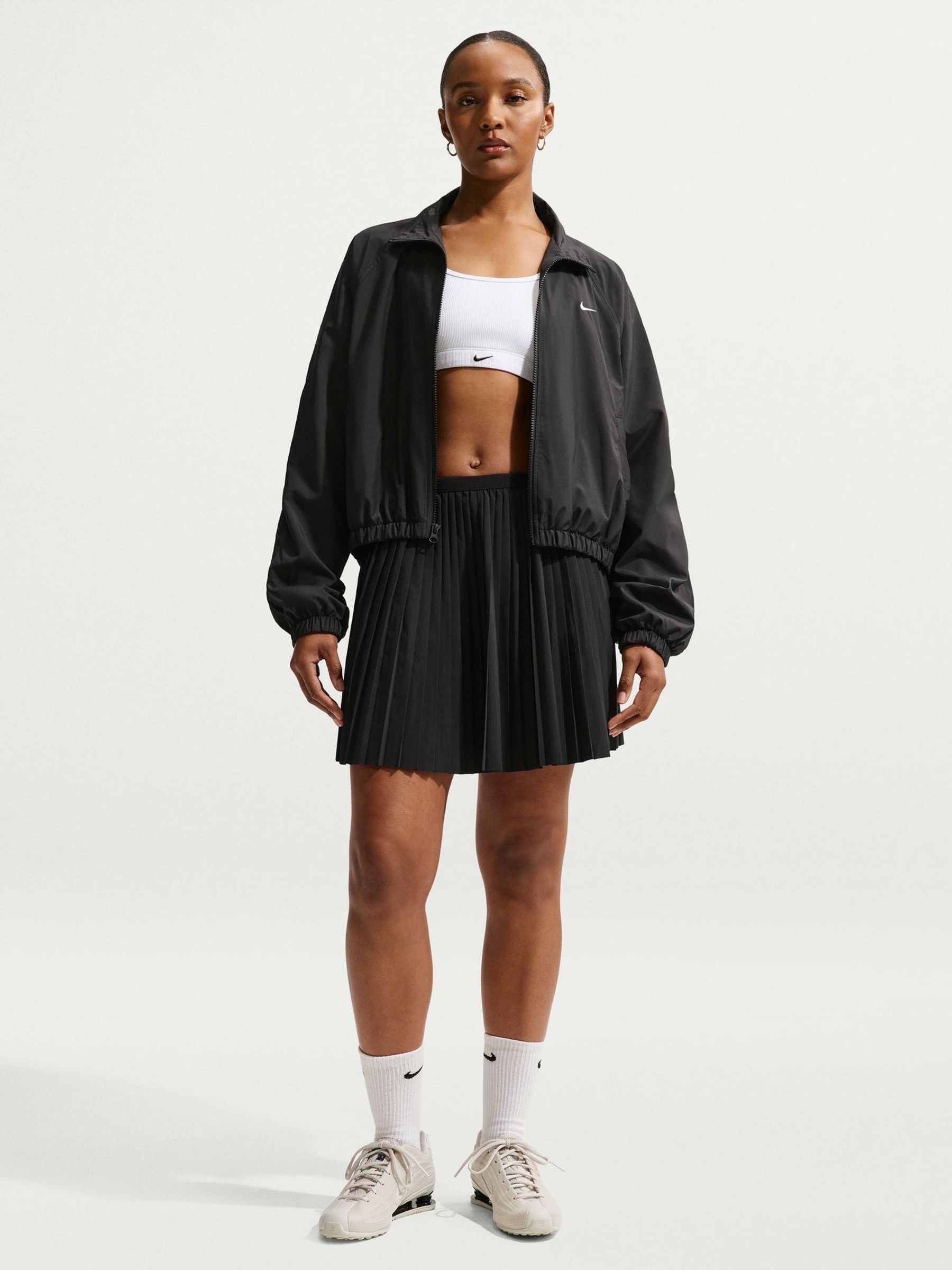 Buy Nike Black Full Zip Windrunner Bubble Hem track Jacket from