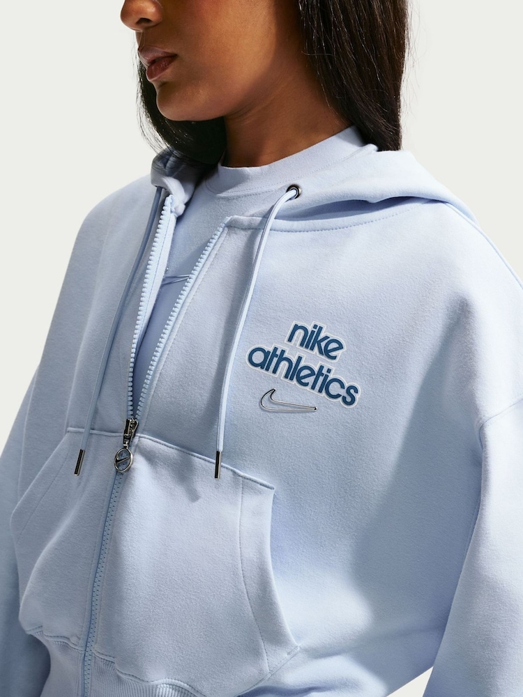Nike Hydrogen Blue Bubble Hem Logo Graphic Full Zip Hoodie - Image 5 of 5
