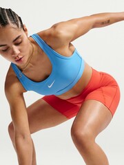 Nike Blue/White Swoosh Medium Support Padded Sports Bra - Image 4 of 5