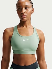 Nike Steam Green Swoosh Medium Support Padded Sports Bra - Image 4 of 5