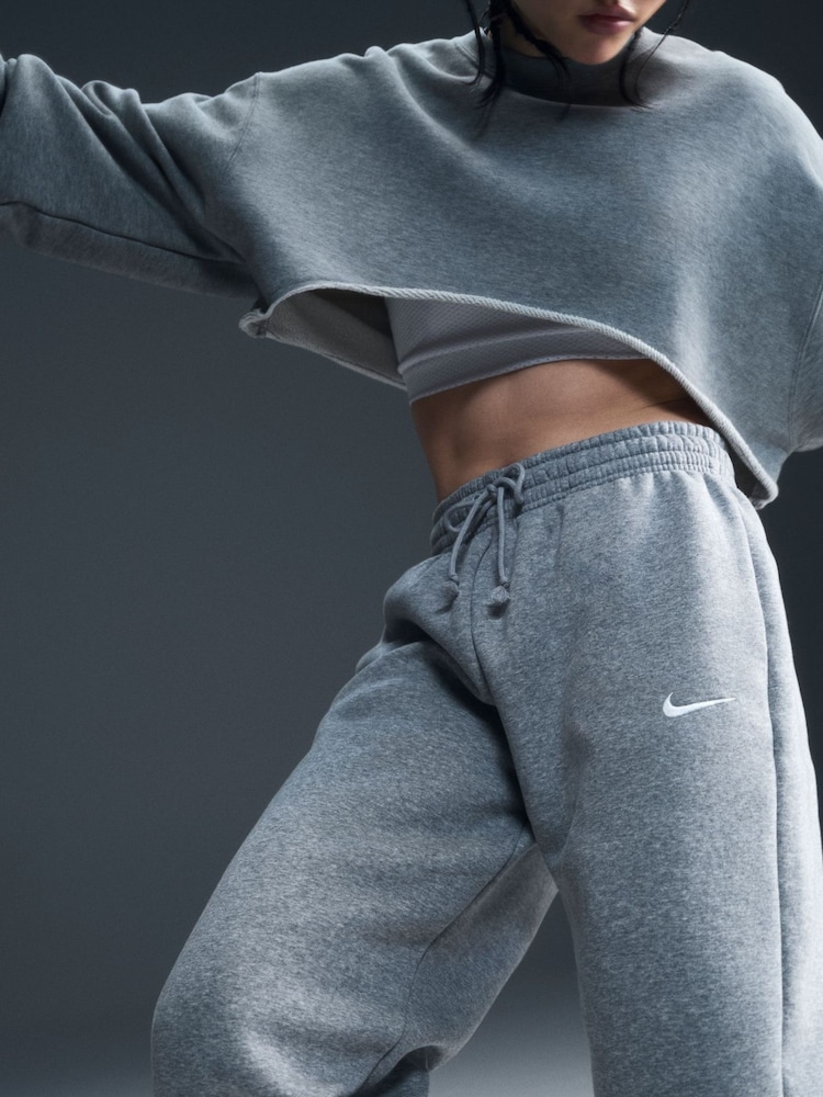 Gri mediu - Pantaloni sport cu talie înaltă Nike Oversized Phoenix Fleece - Imaginea 6 din 6