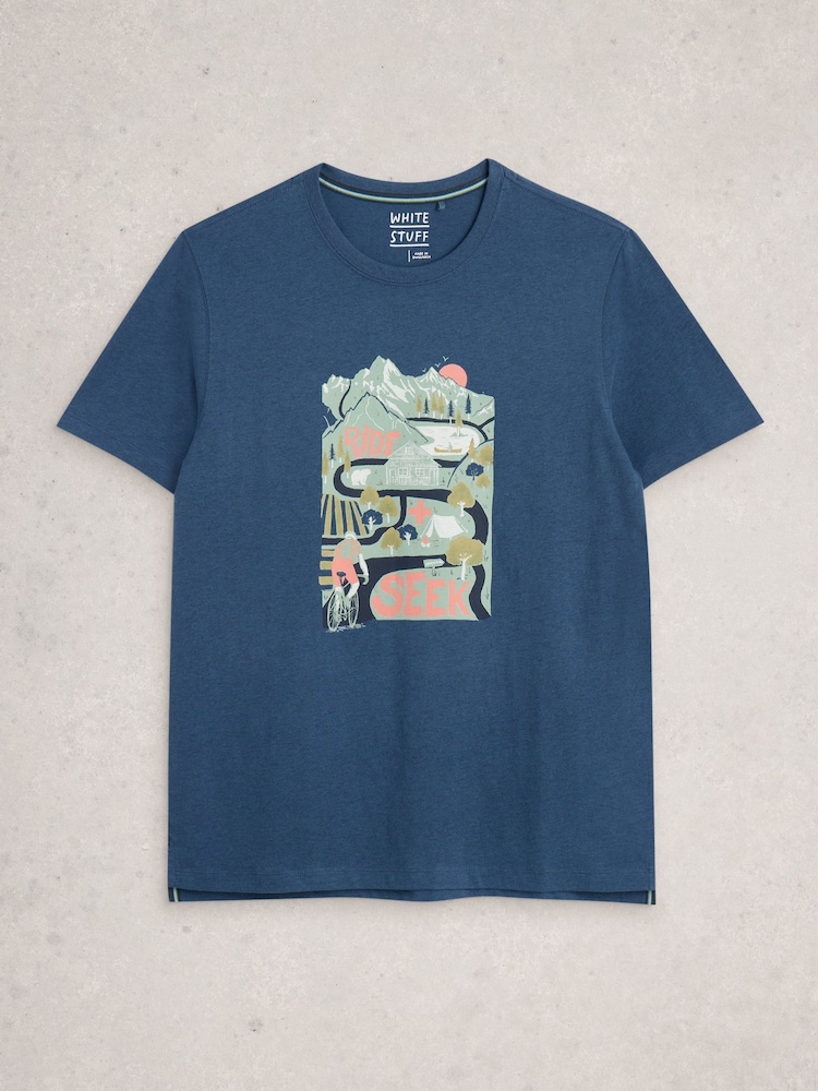 White Stuff Blue Abersoch Graphic Print Ride & Seek T-Shirt - Image 6 of 6