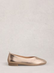 White Stuff Metallic Cheri Leather Ballerina Pumps - Image 1 of 4