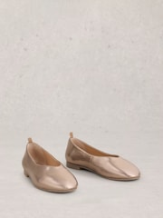 White Stuff Metallic Cheri Leather Ballerina Pumps - Image 2 of 4