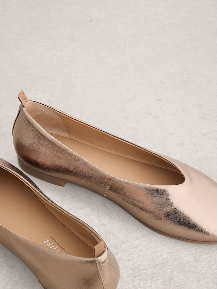 White Stuff Metallic Cheri Leather Ballerina Pumps - Image 4 of 4 White Stuff Metallic Cheri Leather Ballerina Pumps - Image 4 of 4