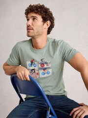 White Stuff Green Abersoch Graphic Print Tape Bike T-Shirt - Image 2 of 6