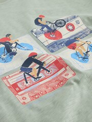 White Stuff Green Abersoch Graphic Print Tape Bike T-Shirt - Image 6 of 6