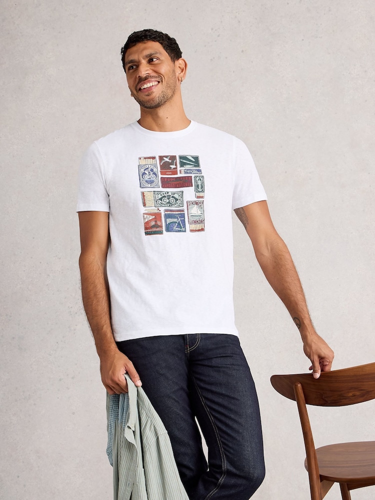White Stuff White Abersoch Graphic Print Stamp T-Shirt - Image 1 of 6
