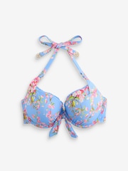 B by Ted Baker Wired Plunge Blue Floral Bikini Top - Image 1 sur 5