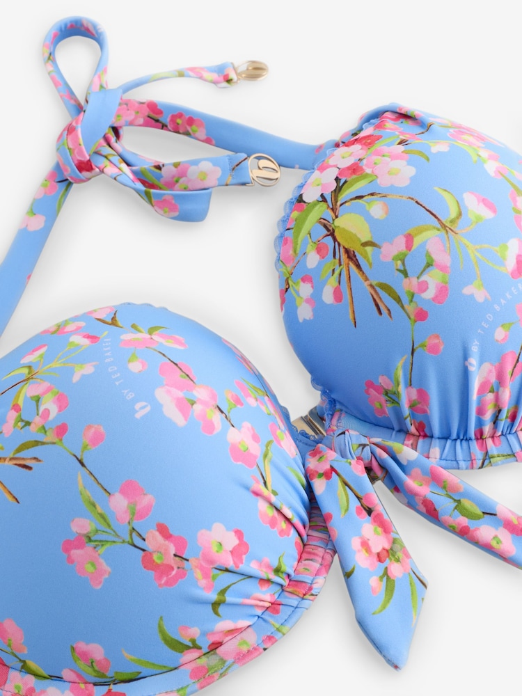 B by Ted Baker Wired Plunge Blue Floral Bikini Top - Image 2 sur 5 B by Ted Baker Wired Plunge Blue Floral Bikini Top - Image 2 sur 5