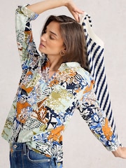 White Stuff Orange Sophie Cotton Shirt - Image 2 of 6
