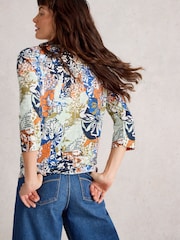 White Stuff Orange Nelly 3/4 Sleeve T-Shirt - Image 4 of 6