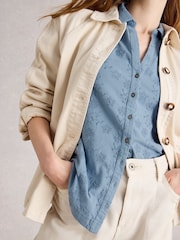 White Stuff Blue Annie Broderie Jersey Shirt - Image 3 of 6