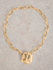 White Stuff Gold Tone Abstract Hammered Necklace - Image 1 of 3