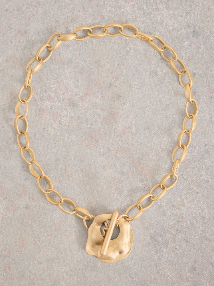 White Stuff Gold Tone Abstract Hammered Necklace - Image 1 of 3 White Stuff Gold Tone Abstract Hammered Necklace - Image 1 of 3