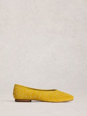 White Stuff Yellow Boho Studded Ballerinas - Image 1 of 4