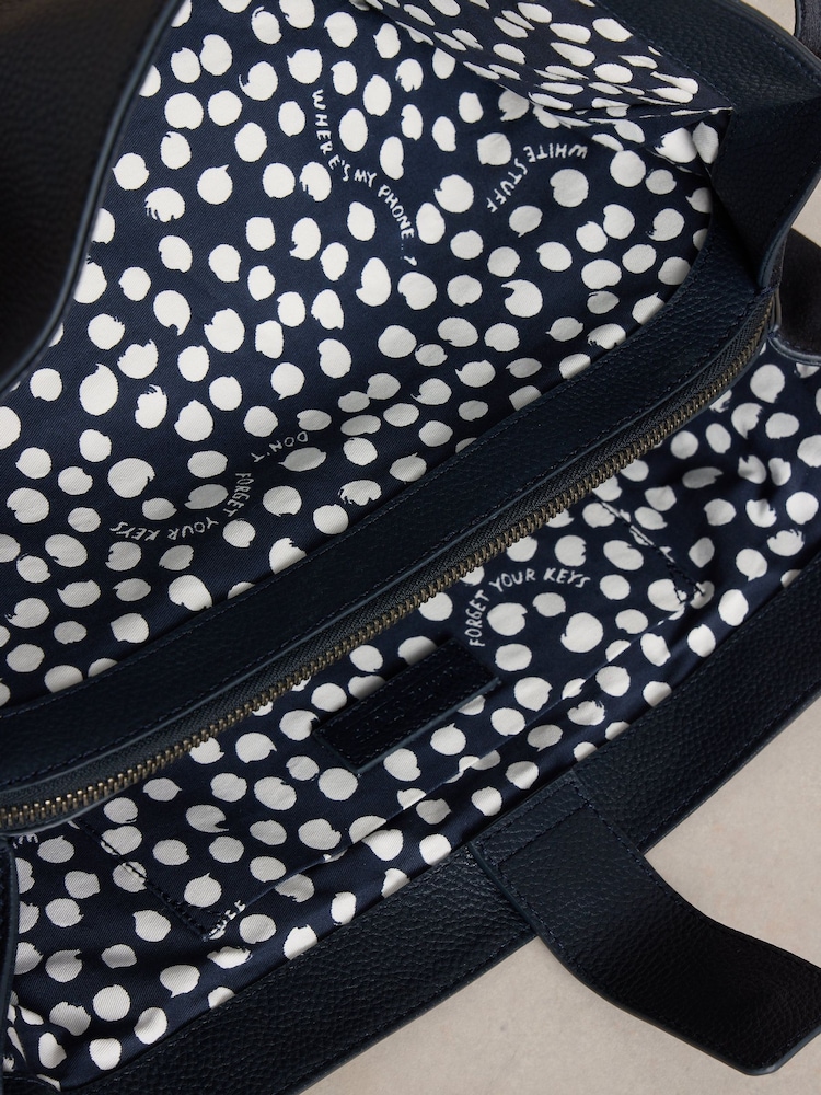 White Stuff Blue Hettie Leather Tote Bag - Image 5 of 5