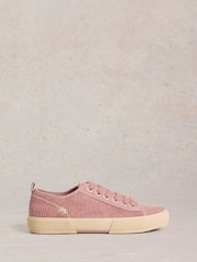 White Stuff Pink Pippa Cord Lace Up Trainers - Image 1 of 4
