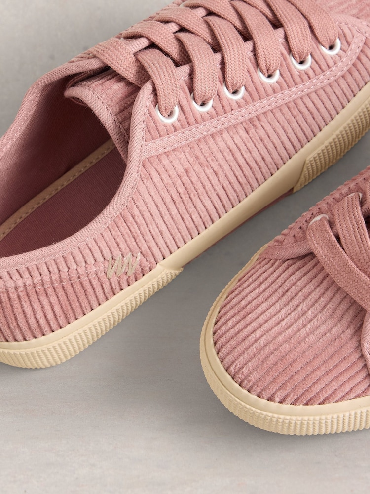 White Stuff Pink Pippa Cord Lace Up Trainers - Image 4 of 4