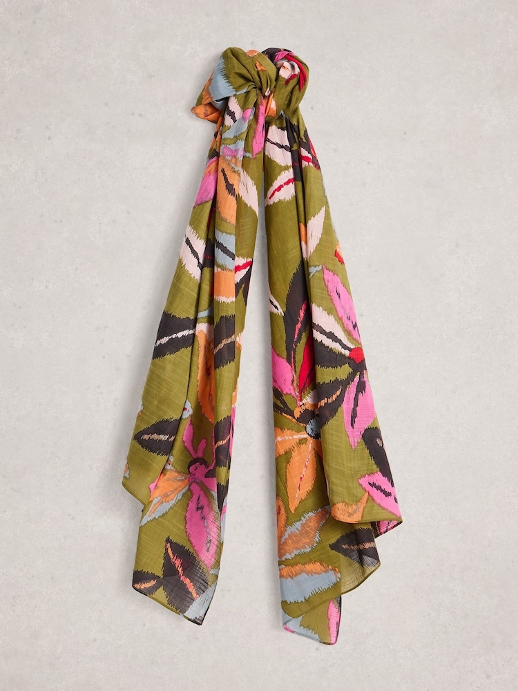 White Stuff Green Callie Printed Scarf - Image 1 of 3