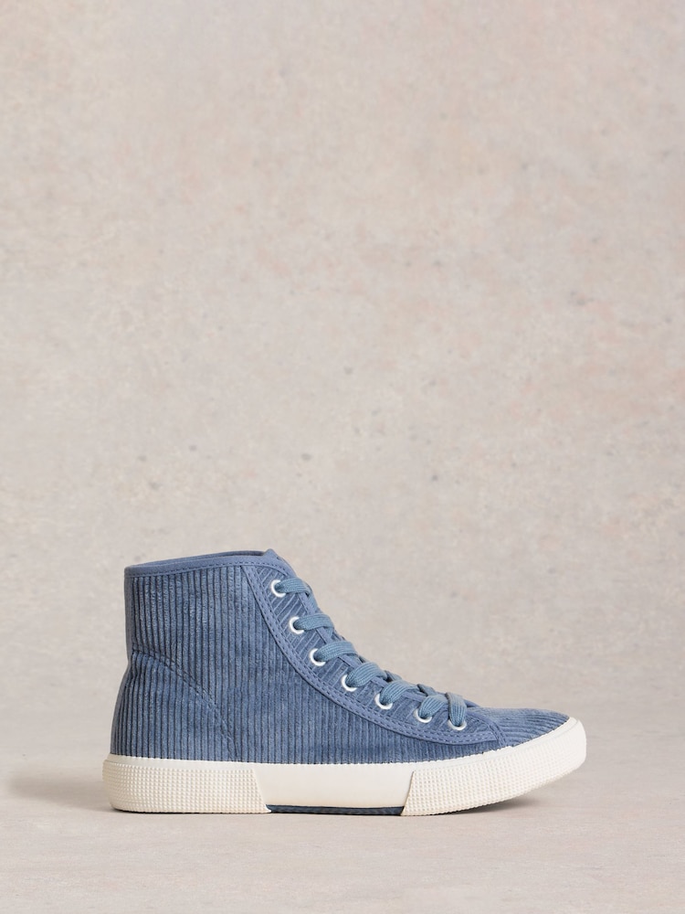 White Stuff Blue Pippa Cord Hi-Top Trainers - Image 1 of 4 White Stuff Blue Pippa Cord Hi-Top Trainers - Image 1 of 4