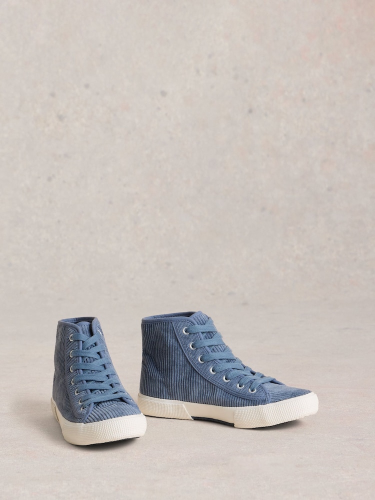 White Stuff Blue Pippa Cord Hi-Top Trainers - Image 2 of 4