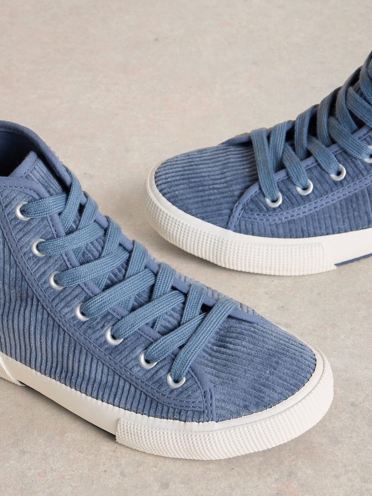 White Stuff Blue Pippa Cord Hi-Top Trainers - Image 4 of 4