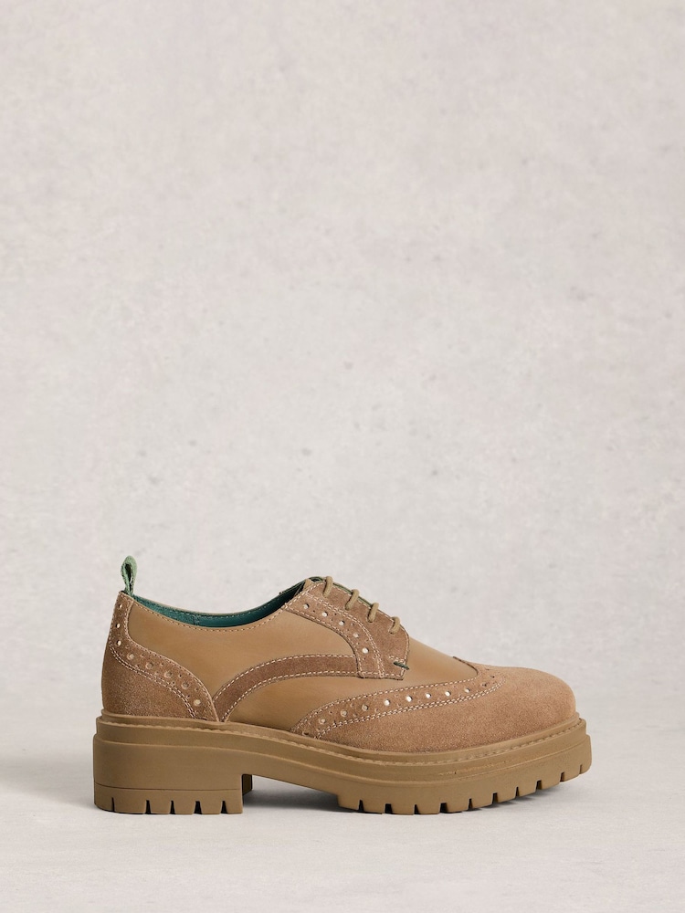 White Stuff Natural Thistle Chunky Lace Up Brogues - Image 1 of 4