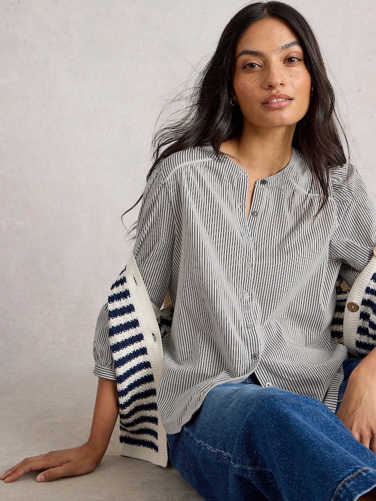 White Stuff White Stripe Mix Shirt - Image 2 of 6 White Stuff White Stripe Mix Shirt - Image 2 of 6