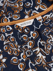 White Stuff Blue Weaver Notch Neck T-Shirt - Image 6 of 6