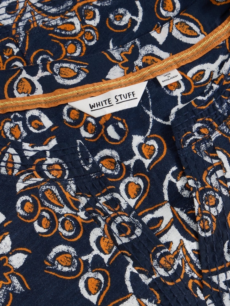 White Stuff Blue Weaver Notch Neck T-Shirt - Image 6 of 6