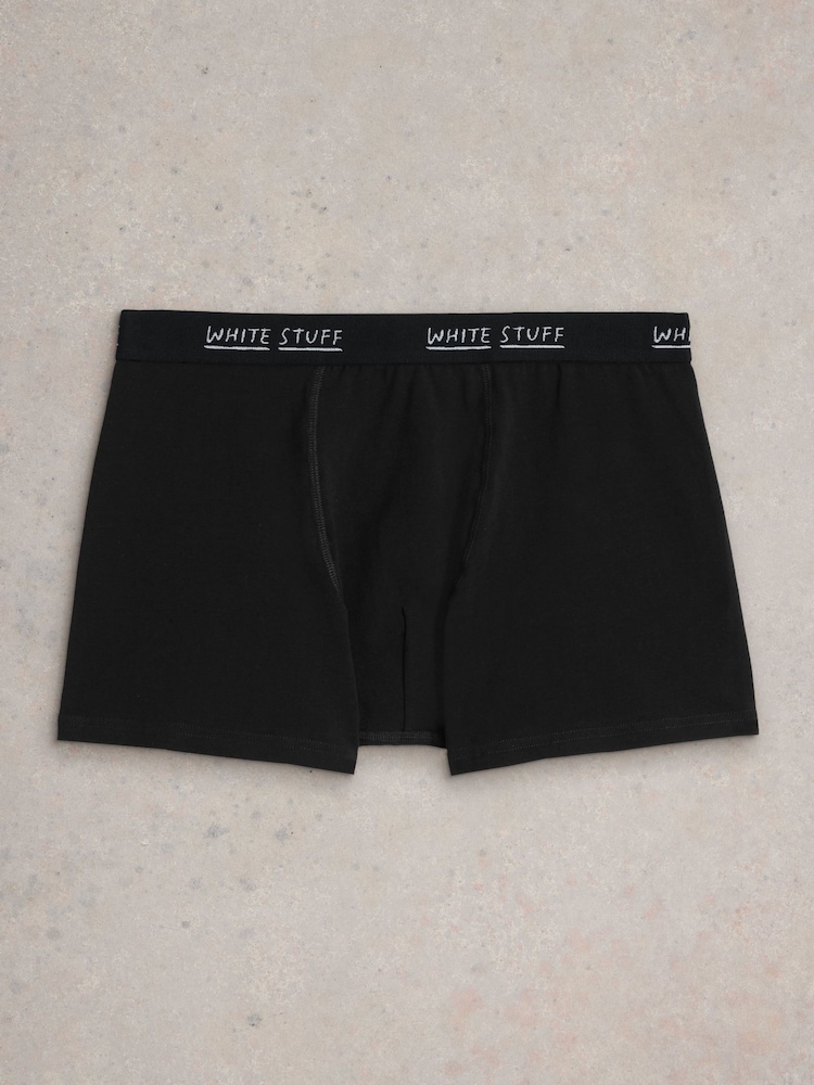 White Stuff Black Hove Print & Plain Boxers 2 Pack - Image 2 of 3