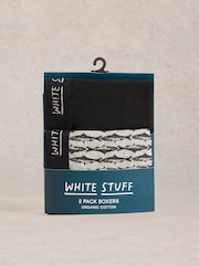 White Stuff Black Hove Print & Plain Boxers 2 Pack - Image 3 of 3