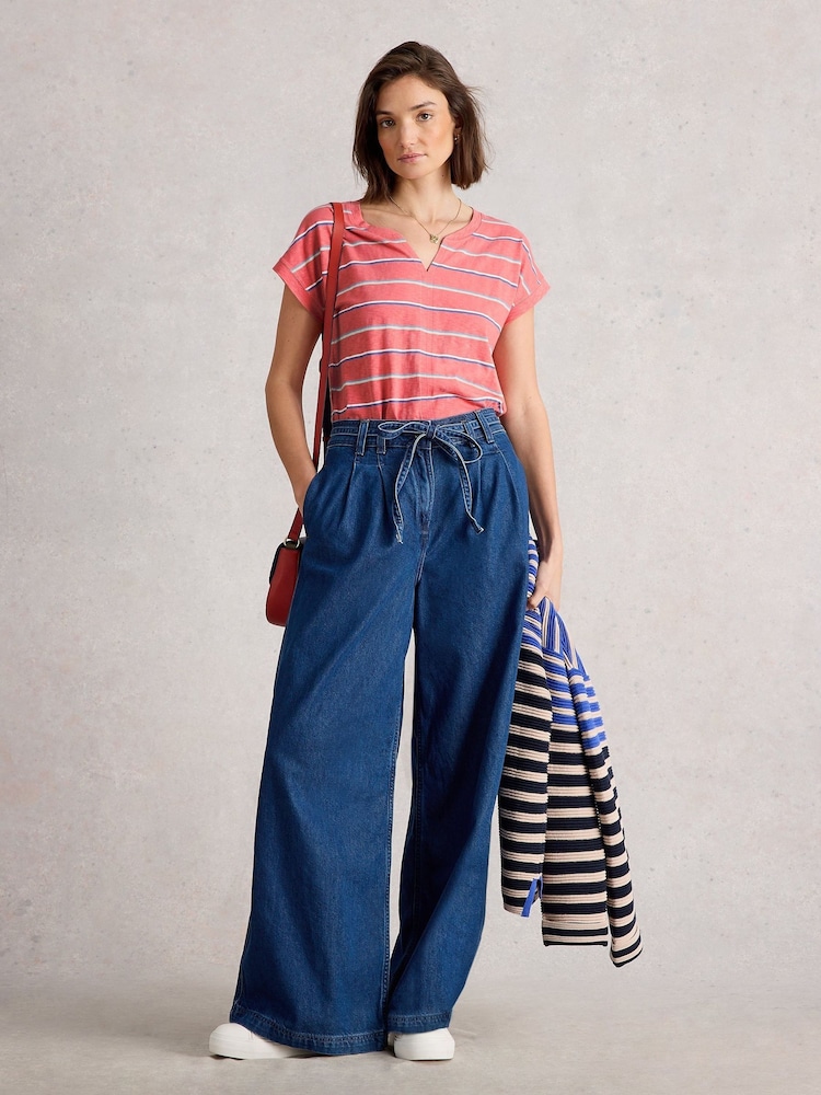 White Stuff Red Nelly Notch Stripe Neck T-Shirt - Image 1 of 6 White Stuff Red Nelly Notch Stripe Neck T-Shirt - Image 1 of 6