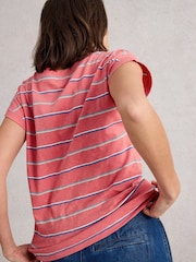 White Stuff Red Nelly Notch Stripe Neck T-Shirt - Image 2 of 6