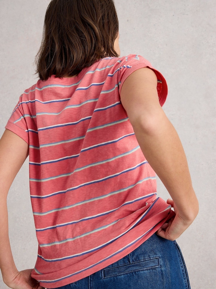 White Stuff Red Nelly Notch Stripe Neck T-Shirt - Image 2 of 6 White Stuff Red Nelly Notch Stripe Neck T-Shirt - Image 2 of 6