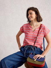 White Stuff Red Nelly Notch Stripe Neck T-Shirt - Image 3 of 6