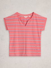 White Stuff Red Nelly Notch Stripe Neck T-Shirt - Image 5 of 6