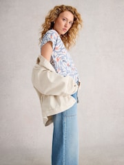 White Stuff Blue Nelly Notch Neck T-Shirt - Image 2 of 6