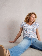 White Stuff Blue Nelly Notch Neck T-Shirt - Image 4 of 6