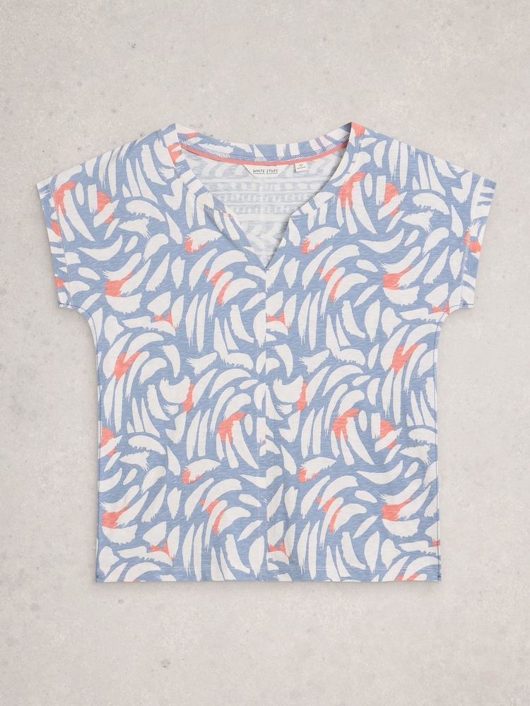 White Stuff Blue Nelly Notch Neck T-Shirt - Image 6 of 6 White Stuff Blue Nelly Notch Neck T-Shirt - Image 6 of 6