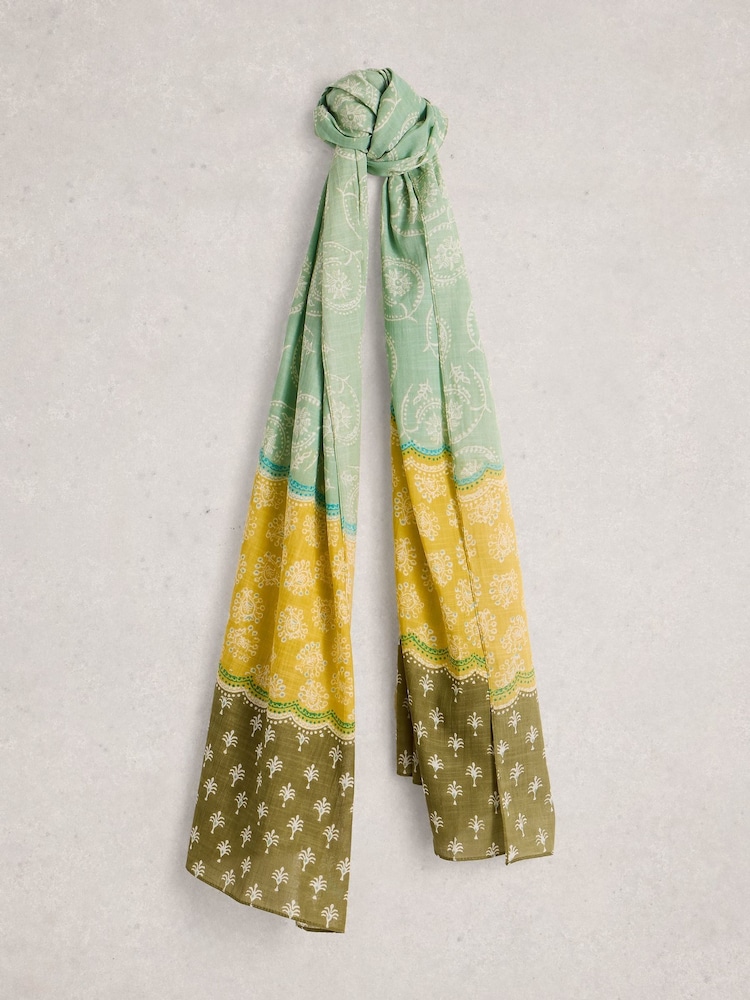 White Stuff Light Green Callie Printed Scarf - Image 1 of 3