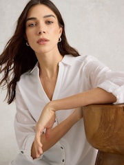 White Stuff White Annie Mix Longline Shirt - Image 3 of 6