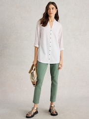 White Stuff White Annie Mix Longline Shirt - Image 4 of 6